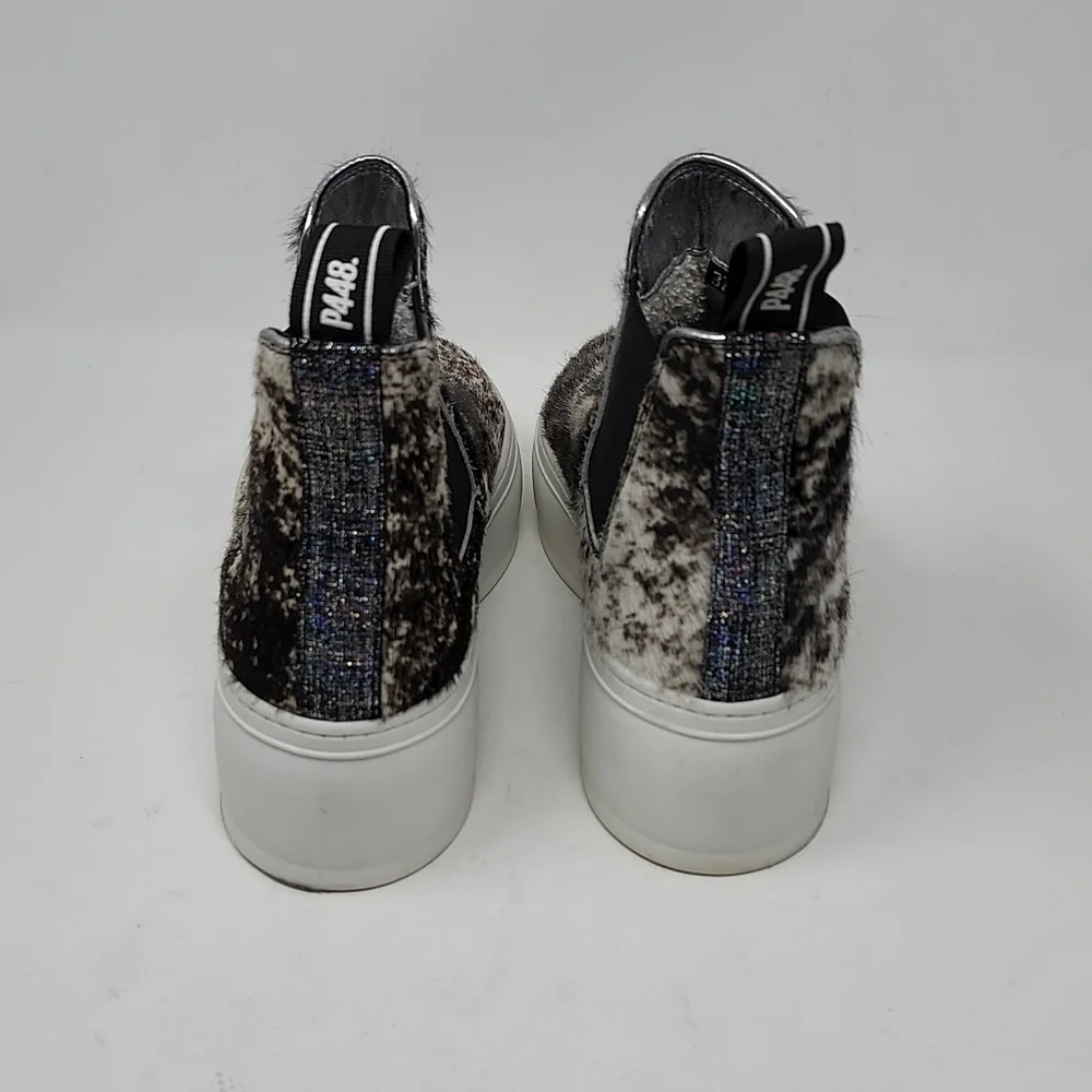 P448 Lucy Calf Hair High Top Platform Pull On  Sneaker Size 37